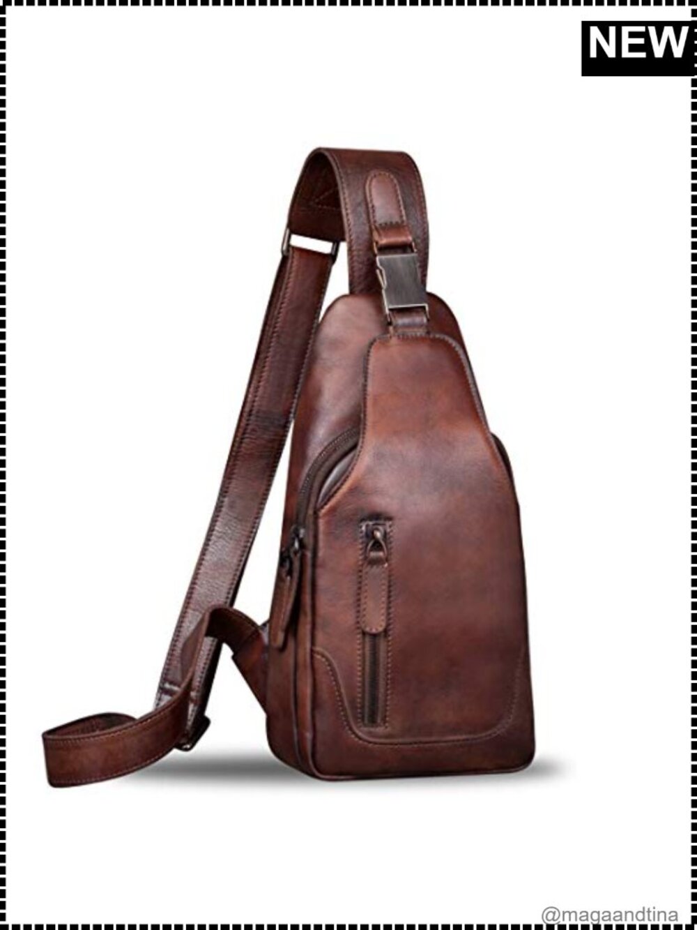 Genuine Leather Sling Bag Crossbody Backpack Vintage Handmade Daypack